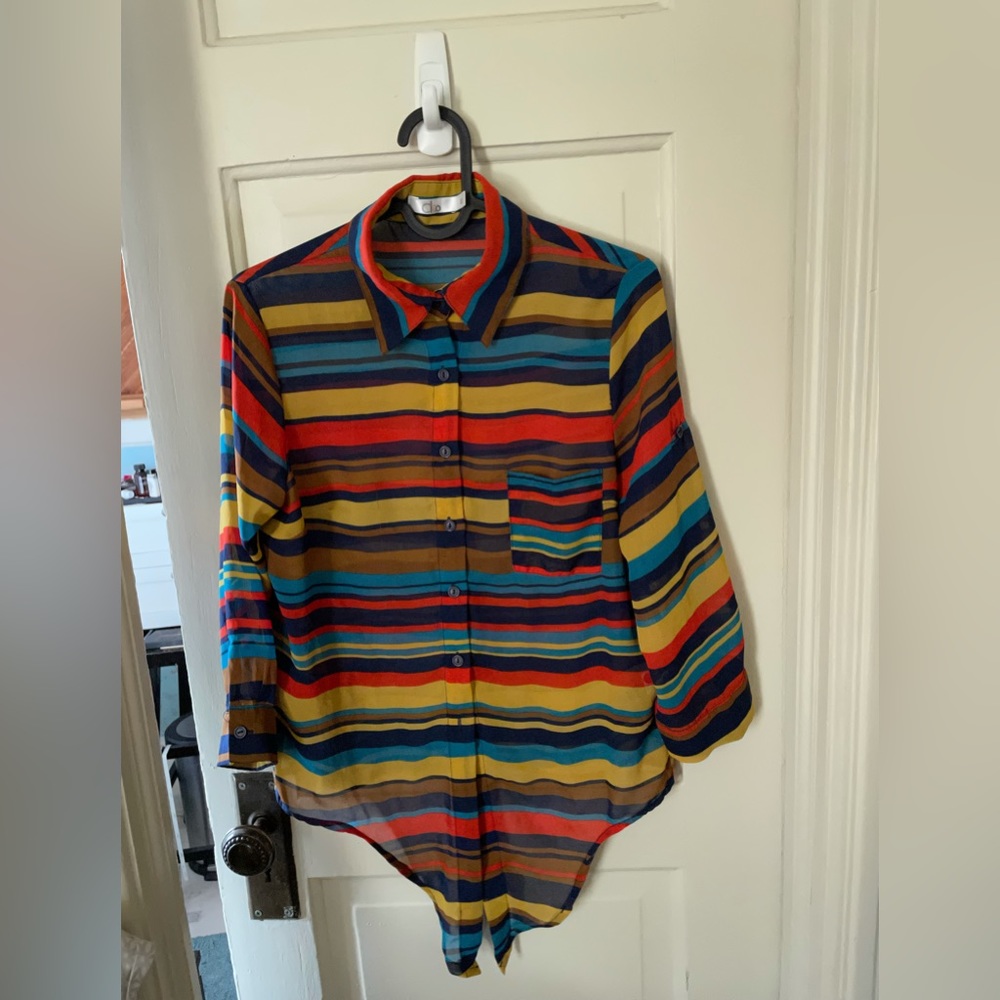 Sheer vibrant striped top m - Picture 2 of 8